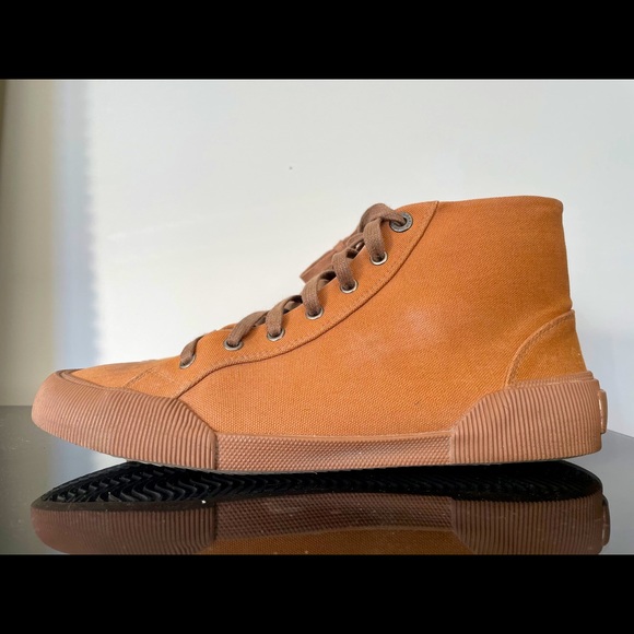 Lanvin Distressed High-Top Canvas Trainers - Picture 1 of 14